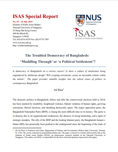 The Troubled Democracy of Bangladesh: ‘Muddling Through’ or ‘a Political Settlement’?