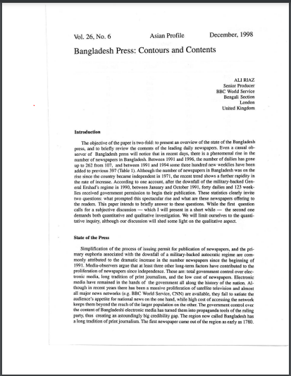 Bangladesh Press: Contours and Contents