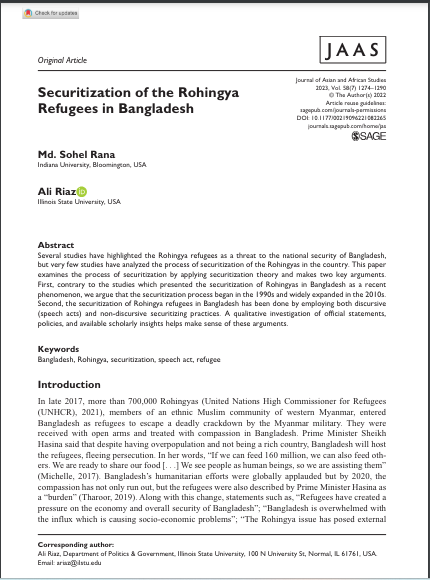 Securitization of the Rohingya Refugees in Bangladesh