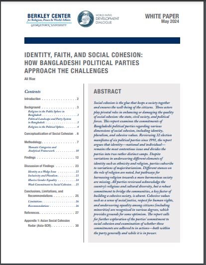 IDENTITY, FAITH, AND SOCIAL COHESION: HOW BANGLADESHI POLITICAL PARTIES APPROACH THE CHALLENGES