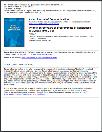 Twenty-three years of programming of Bangladesh Television (1966-1989)